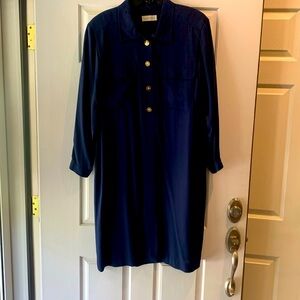 Navy Long Sleeve Shirt Dress